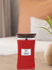 Woodwick Red Large Hourglass Scented Candle with Crackle Wick Berries - Image 1 of 3