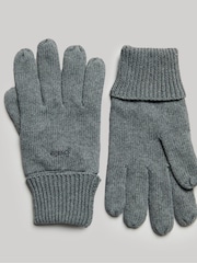 Superdry Grey Knitted Logo Gloves - Image 1 of 2