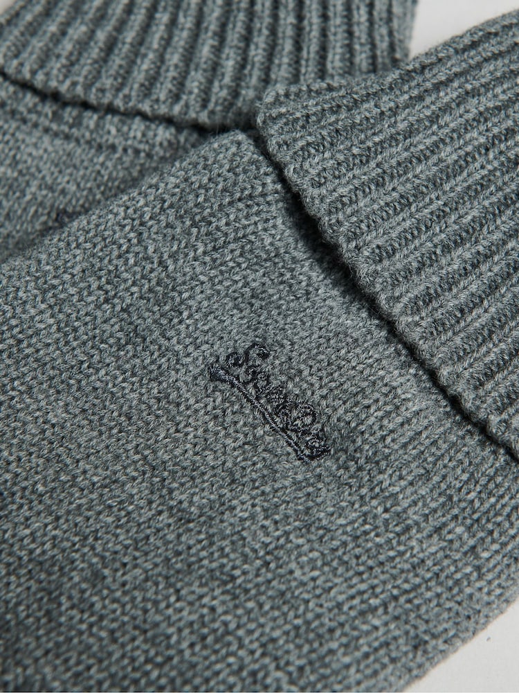 Superdry Grey Knitted Logo Gloves - Image 2 of 2