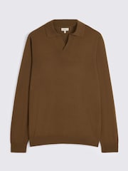 Tabakas brūns - MOSS merino vilnas maisījuma Skipper polo krekls - Attēls 3 no 3