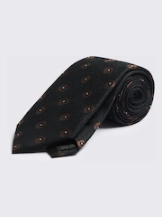 MOSS Black Silk Square Geometric Tie - Image 1 of 2