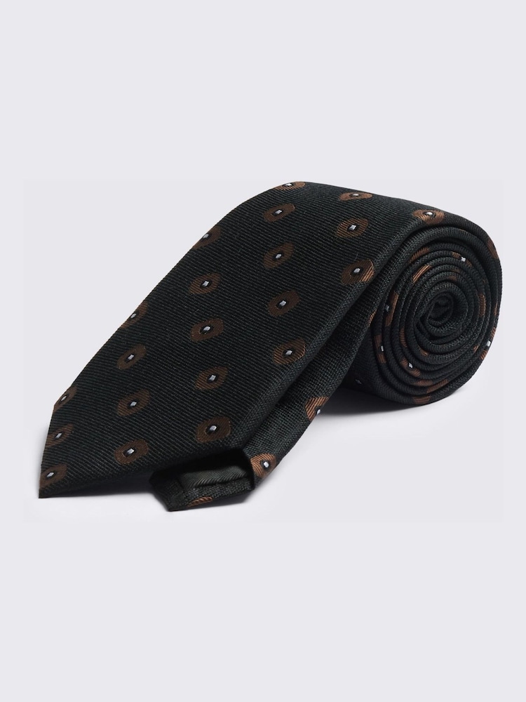 MOSS Black Silk Square Geometric Tie - Image 1 of 2