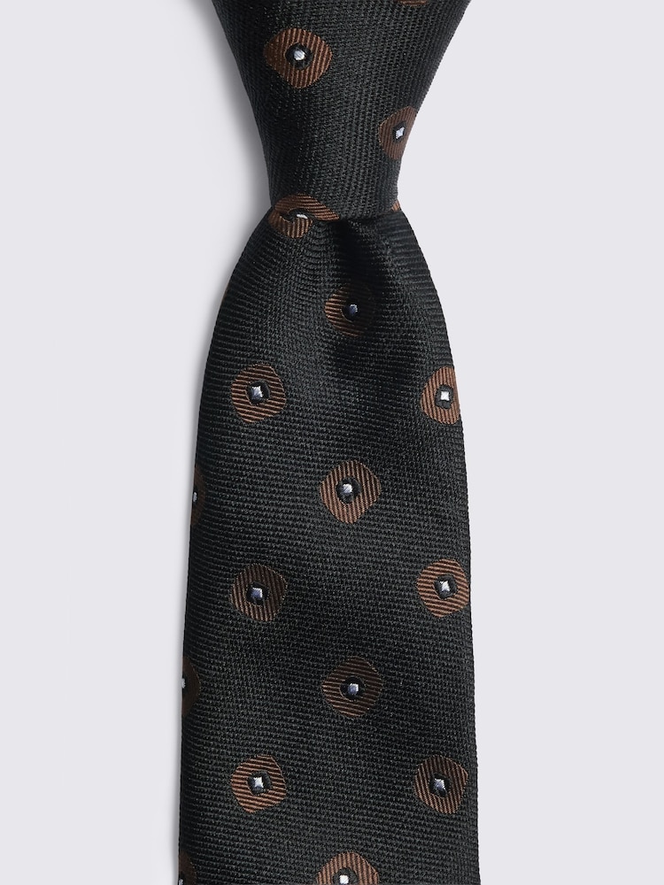 MOSS Black Silk Square Geometric Tie - Image 2 of 2