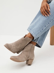 Mink Brown Standard/Wide Fit Forever Comfort® Stitched Detail Ankle Western/Cowboy Boots - Image 1 of 9