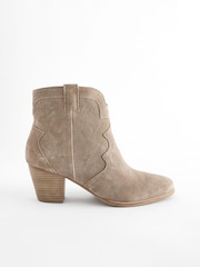 Mink Brown Standard/Wide Fit Forever Comfort® Stitched Detail Ankle Western/Cowboy Boots - Image 4 of 9