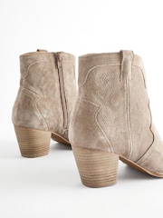 Mink Brown Standard/Wide Fit Forever Comfort® Stitched Detail Ankle Western/Cowboy Boots - Image 5 of 9