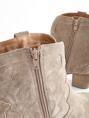Mink Brown Standard/Wide Fit Forever Comfort® Stitched Detail Ankle Western/Cowboy Boots - Image 8 of 9