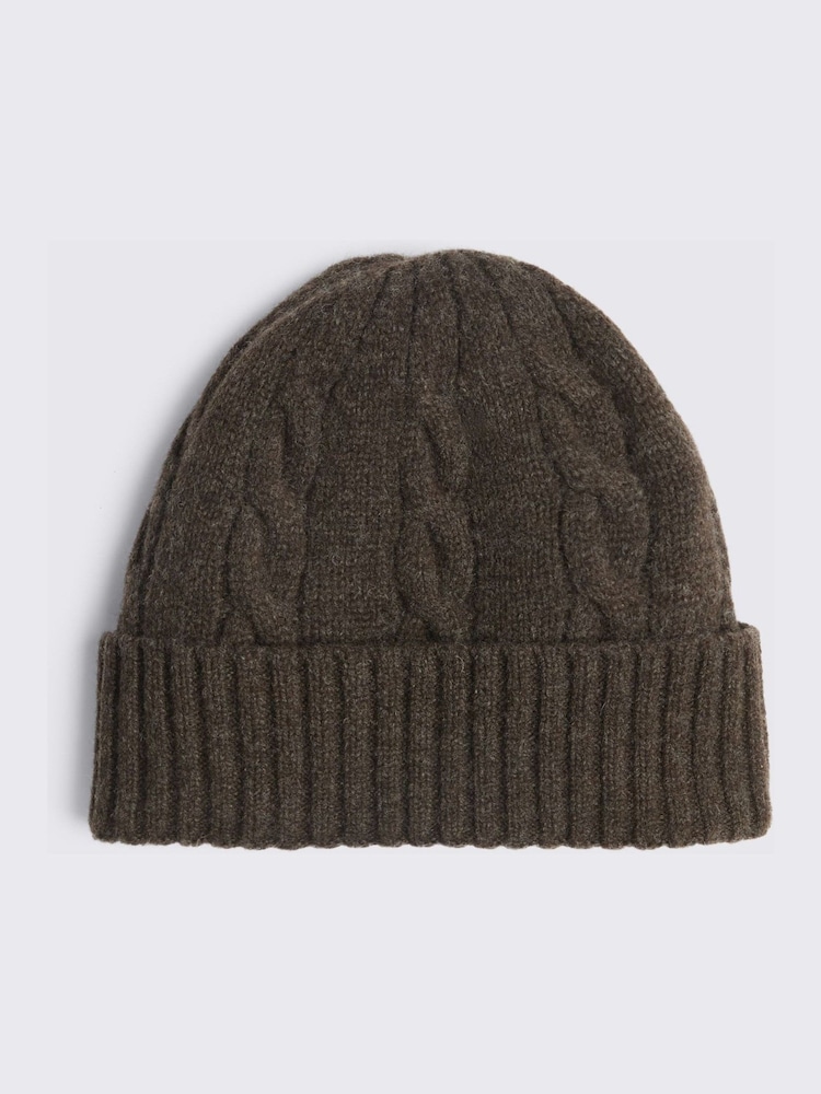 Marrón - MOSS Cable Wool Beanie - Imagen 1 de 2