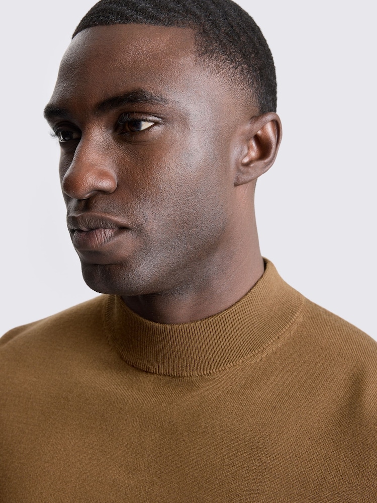 MOSS Tobacco Brown Merino-Blend Mock-Neck Jumper - Image 2 of 3 MOSS Tobacco Brown Merino-Blend Mock-Neck Jumper - Image 2 of 3