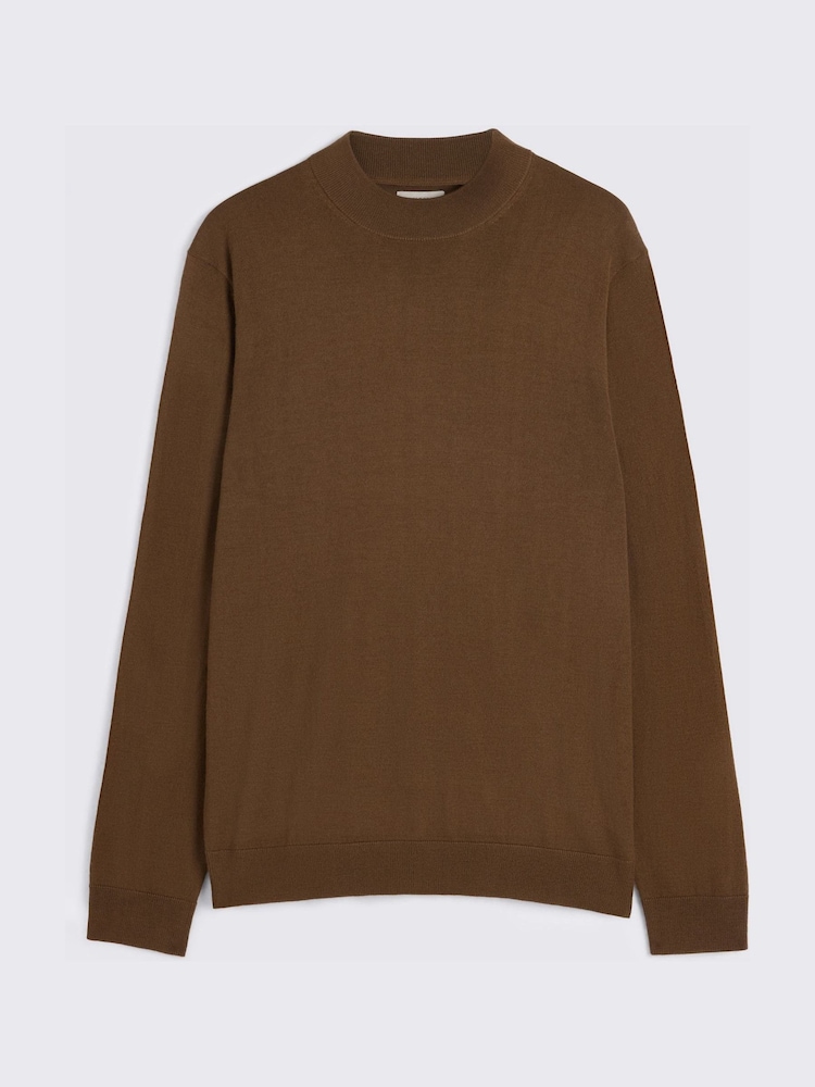 MOSS Tobacco Brown Merino-Blend Mock-Neck Jumper - Image 3 of 3 MOSS Tobacco Brown Merino-Blend Mock-Neck Jumper - Image 3 of 3