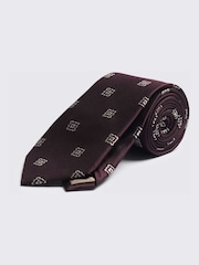MOSS Burgundy Red Silk Medallion Tie - Image 1 of 2