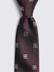 MOSS Burgundy Red Silk Medallion Tie - Image 2 of 2