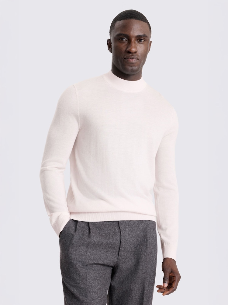 MOSS Pink Merino-Blend Mock-Neck Jumper - Image 1 of 3 MOSS Pink Merino-Blend Mock-Neck Jumper - Image 1 of 3