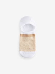 White/Oatmeal Sparkle Stripe Invisible Socks 4 Pack - Image 2 of 5