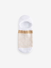White/Oatmeal Sparkle Stripe Invisible Socks 4 Pack - Image 3 of 5