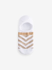 White/Oatmeal Sparkle Stripe Invisible Socks 4 Pack - Image 5 of 5
