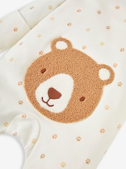 JoJo Maman Bébé Cream Bear Appliqué Zip Cotton Baby Sleepsuit - Image 7 of 8