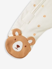 JoJo Maman Bébé Cream Bear Appliqué Zip Cotton Baby Sleepsuit - Image 8 of 8