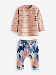 Blue/Brown Dinosaur Baby Top and Leggings 2 Piece Set - Image 1 of 3