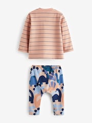 Blue/Brown Dinosaur Baby Top and Leggings 2 Piece Set - Image 2 of 3