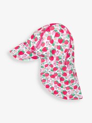 JoJo Maman Bébé Pink Girls' Strawberry Sun Protection Hat UPF 50 - Image 1 of 5