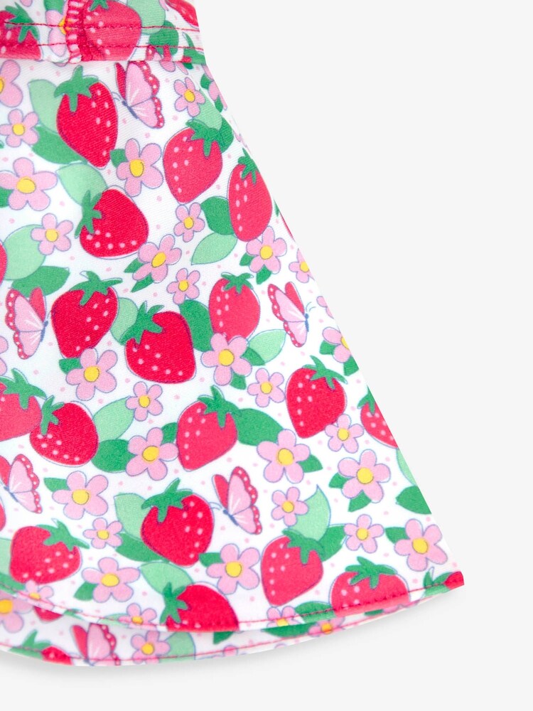 JoJo Maman Bébé Pink Girls' Strawberry Sun Protection Hat UPF 50 - Image 2 of 5