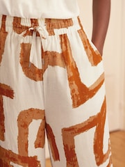 Orange Geo Linen Blend Short Sleeve Pyjamas - Image 5 of 9
