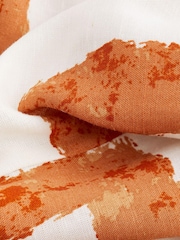 Orange Geo Linen Blend Short Sleeve Pyjamas - Image 9 of 9