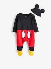 Character Grey Baby Mickey Mouse Disney 100% Cotton Sleepsuit And Hat - Image 1 of 3