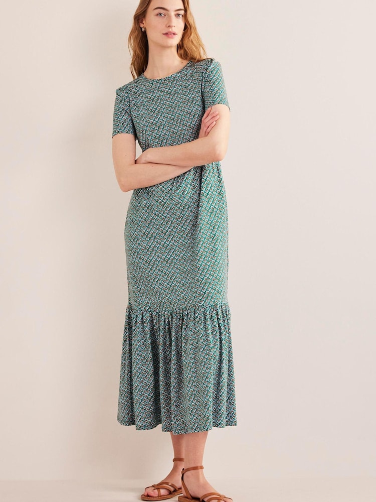 Boden Green Tiered T-Shirt Midi Dress - Image 1 of 6