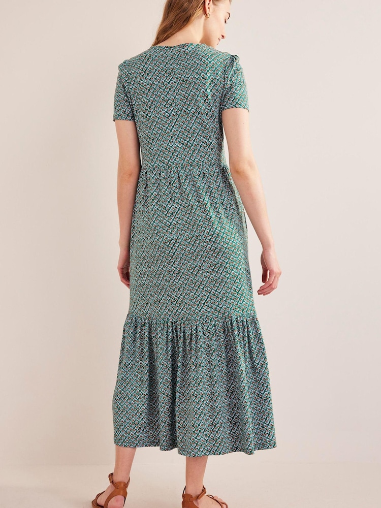 Boden Green Tiered T-Shirt Midi Dress - Image 2 of 6