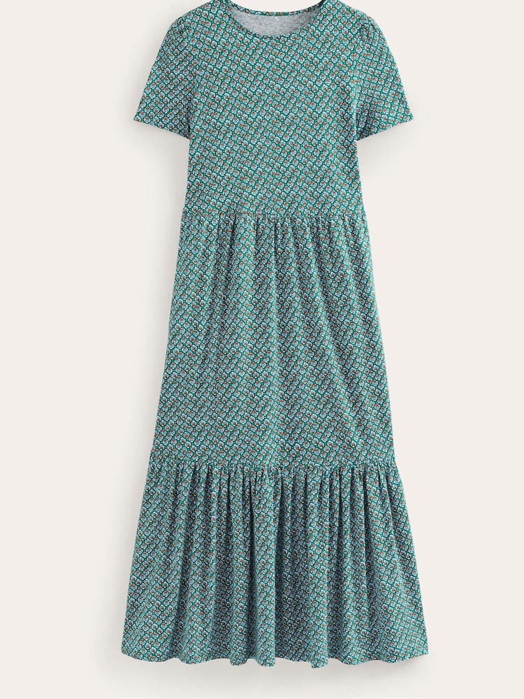 Boden Green Tiered T-Shirt Midi Dress - Image 6 of 6