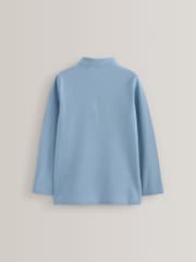 Blue 100% Cotton Long Sleeve School Polo Shirts 2 Pack (3-16yrs) - Image 3 of 4