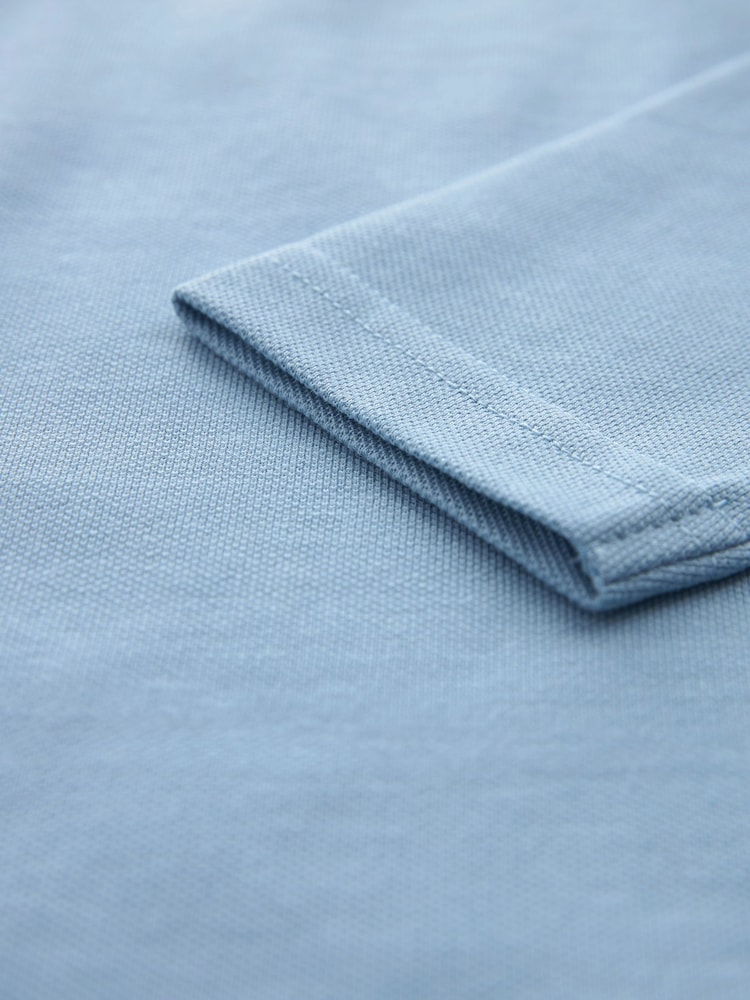 Blue 100% Cotton Long Sleeve School Polo Shirts 2 Pack (3-16yrs) - Image 7 of 7