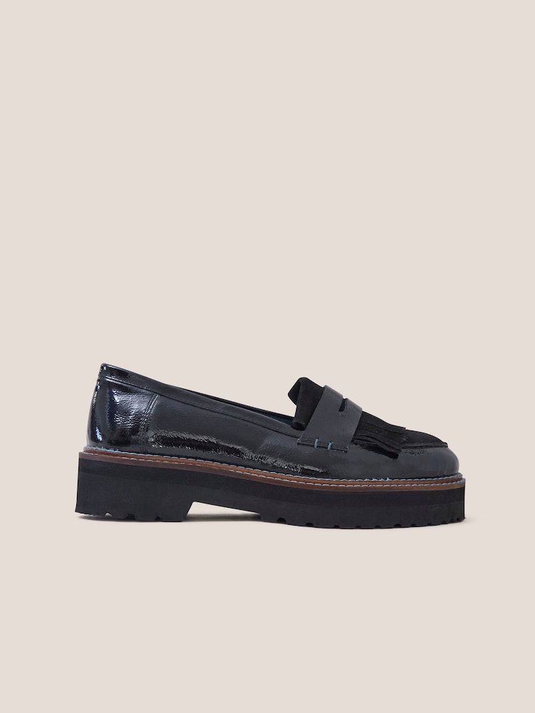 White Stuff Black Chunky Leather Elva Loafers - Image 1 of 3
