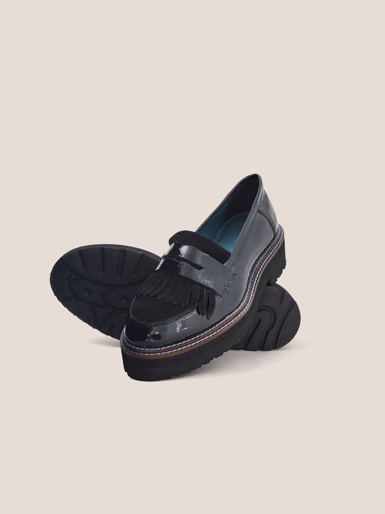 White Stuff Black Chunky Leather Elva Loafers - Image 3 of 3 White Stuff Black Chunky Leather Elva Loafers - Image 3 of 3