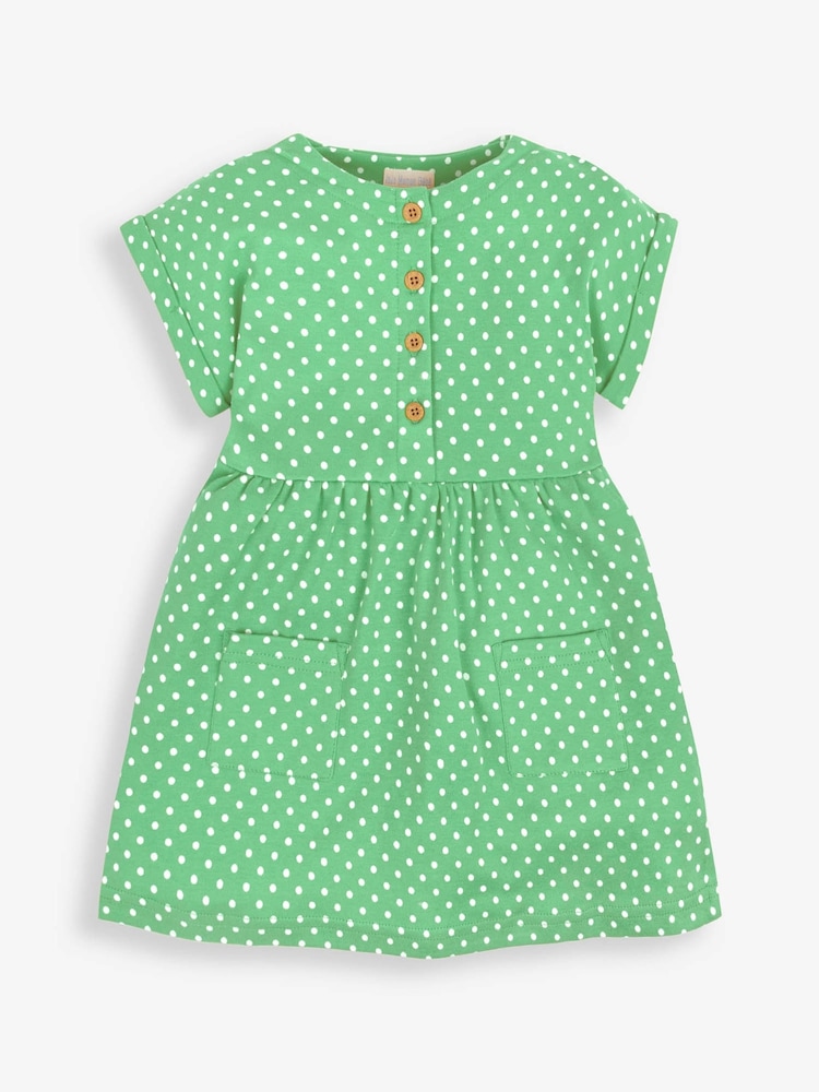 JoJo Maman Bébé Green Spot Button Front Dress - Image 1 of 2