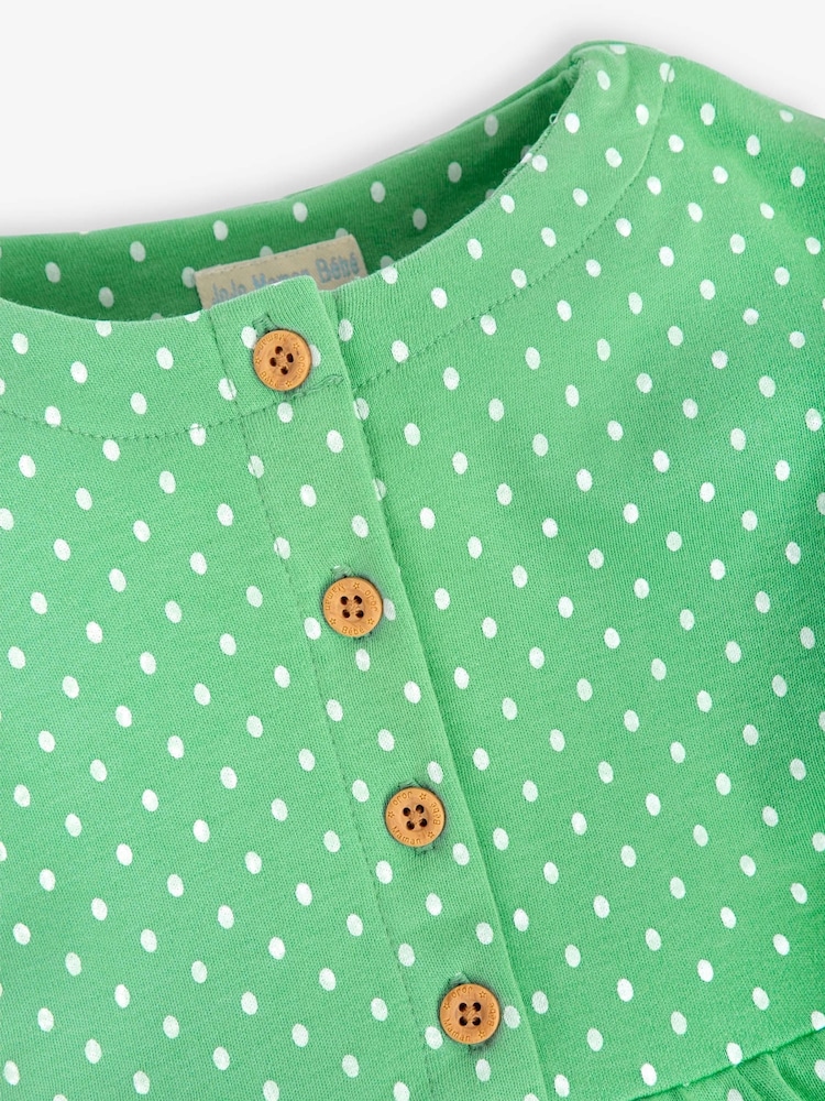 JoJo Maman Bébé Green Spot Button Front Dress - Image 2 of 2