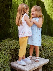 JoJo Maman Bébé Blue Gingham Strawberry Appliqué Dress - Image 2 of 5