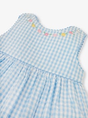 JoJo Maman Bébé Blue Gingham Strawberry Appliqué Dress - Image 4 of 5