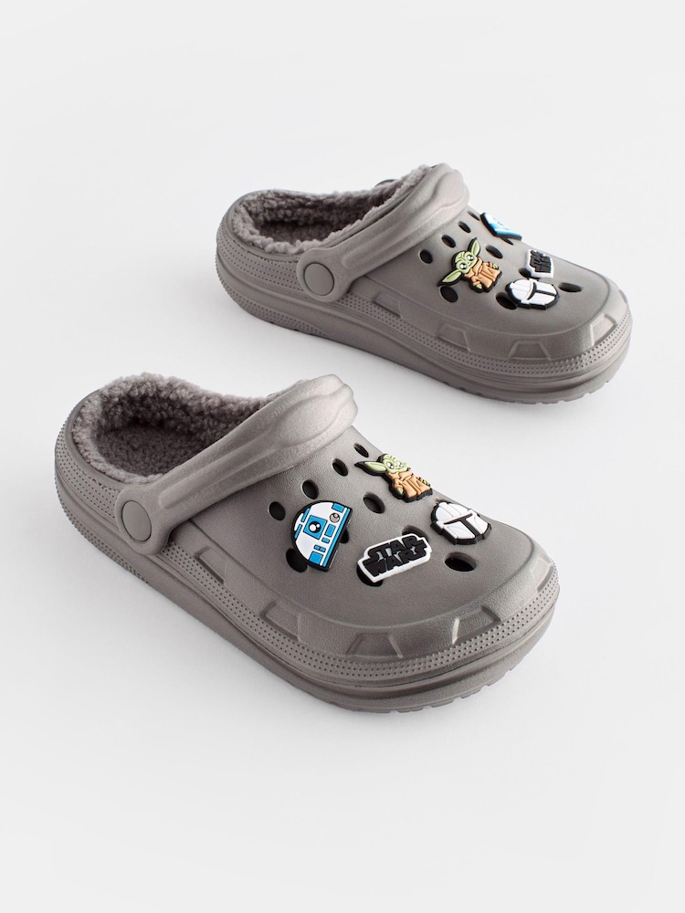 Grey Star Wars Faux Fur Lined Clog Slippers - Image 1 of 5