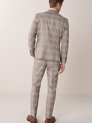 Taupe Slim Fit Check Suit: Jacket - Image 3 of 5