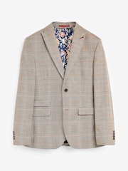Taupe Slim Fit Check Suit: Jacket - Image 5 of 5
