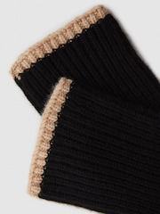 Reiss Black/Camel Hazel Wool Blend Contrast Trim Gloves - Image 3 of 3