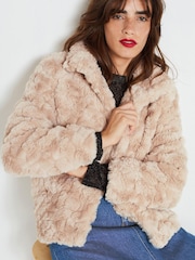 Neutrale Farbe - Jacke aus Fellimitat - Bild 1 von 4