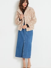 Neutrale Farbe - Jacke aus Fellimitat - Bild 2 von 4