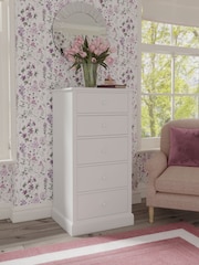 Laura Ashley Cotton White Ashwell Tall Chest of 5 Drawers - Image 1 of 4