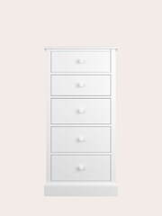 Laura Ashley Cotton White Ashwell Tall Chest of 5 Drawers - Image 2 of 4