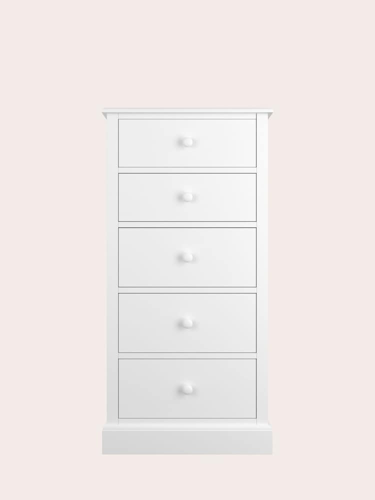 Laura Ashley Cotton White Ashwell Tall Chest of 5 Drawers - Image 2 of 4