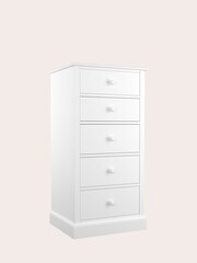 Laura Ashley Cotton White Ashwell Tall Chest of 5 Drawers - Image 3 of 4